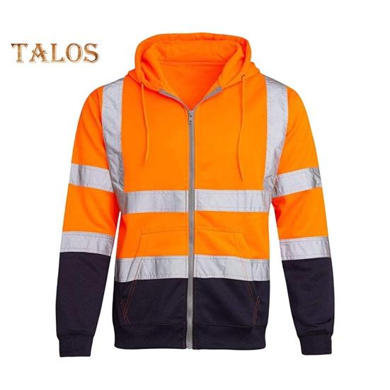 Светоотражающая защитная толстовка с капюшоном, светоотражающие зоны на 360 градусов, высокая видимость, быстросохнущая, с длинными рукавами, ночное пальто для строителей на открытом воздухе ночью