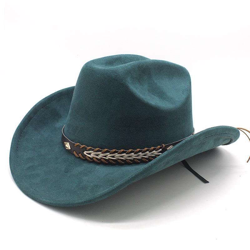 Suede Jazz Top Hat Women'S Brim Suede One-Word Top Men'S Ladies Cowboy Hat Felt Hat