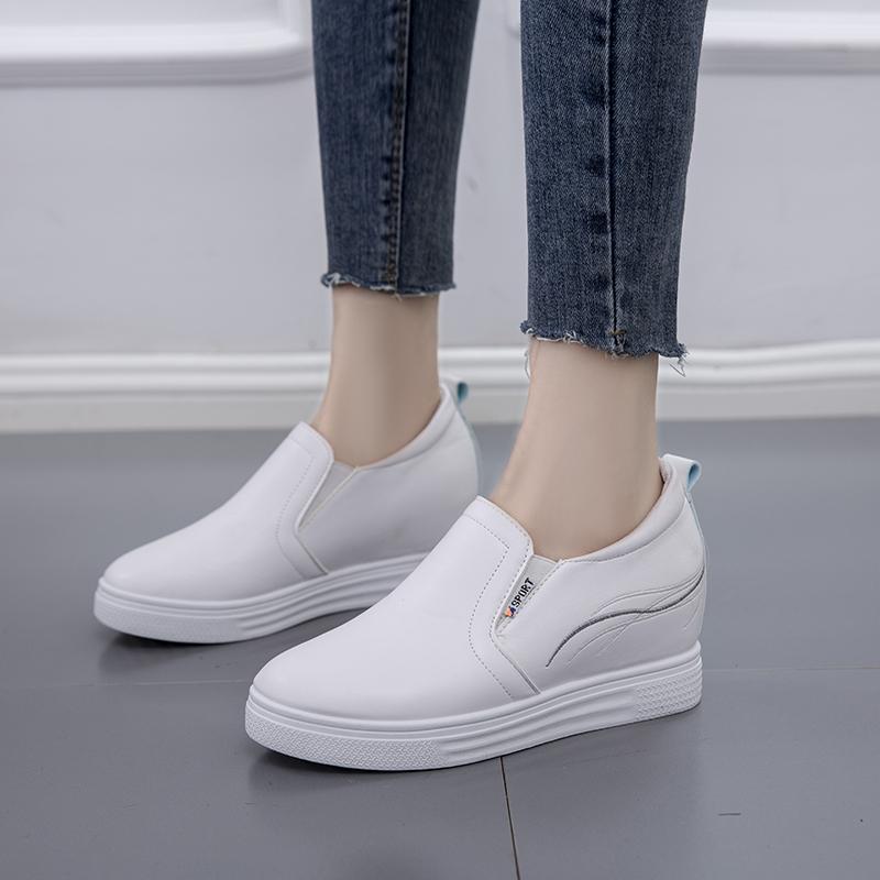 Весенняя женская обувь, новые однотонные женские кроссовки, женская вулканизированная обувь на платформе для отдыха, увеличивающая рост