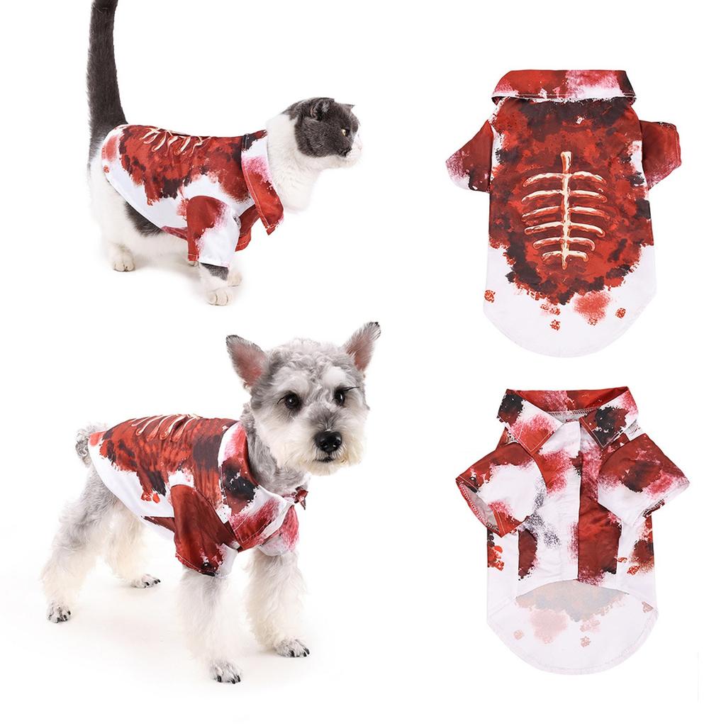 Turn Your Pet Into A Hilarious With This 'Bloody' Shirt Costume! Featuring A Ripped Two-legged Shirt With Fake Blood , Soft Fabric & Secure Straps