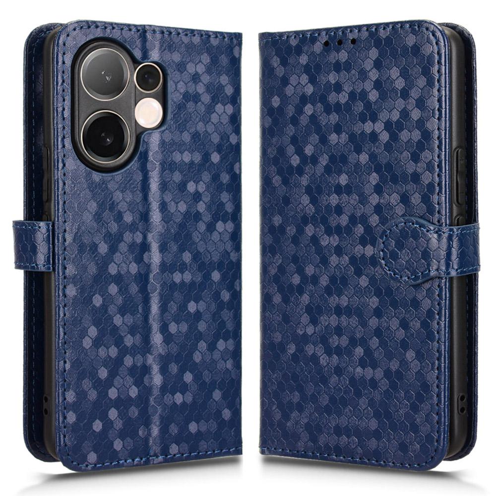 For Vivo V60 5G Wallet Case Dot Pattern Imprint PU Leather Phone Cover with Wrist Strap