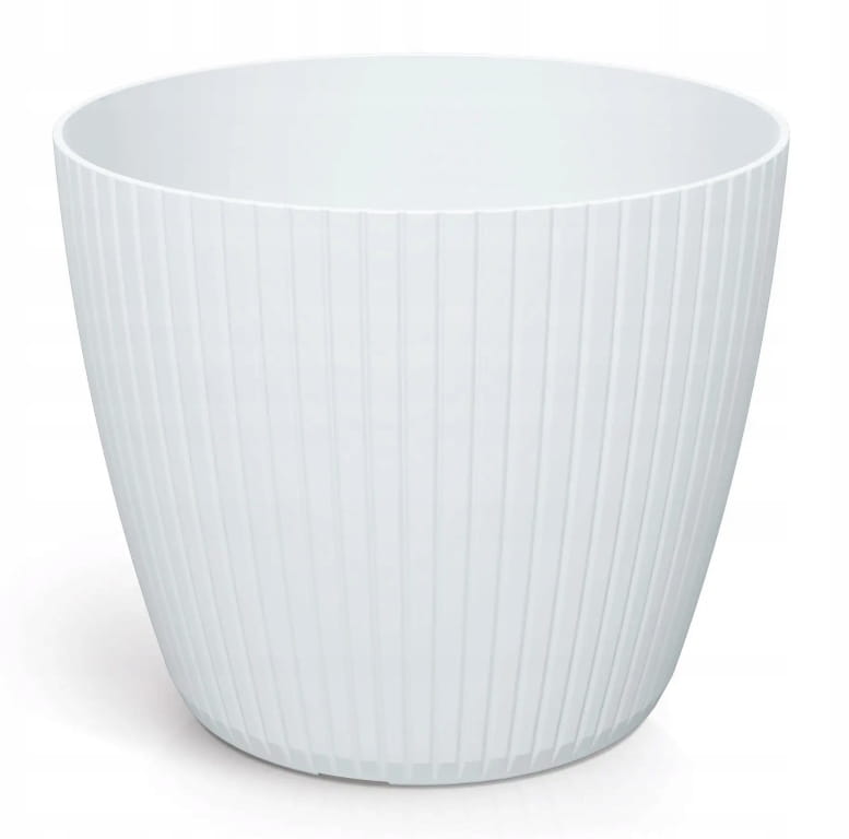 White plastic flowerpot 138x115 cm striped cover for Lamia flowers