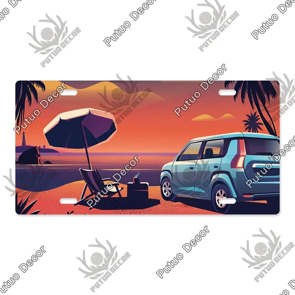 Putuo Decor Illustrations Licenses Plate Tin Sign Plaque Metal Decorative Plate for Car Living Room Door Home Wall Decor