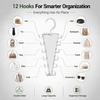 V Shape 12 Hooks Rotating Hanger 360° Double Sided Closet Organizer