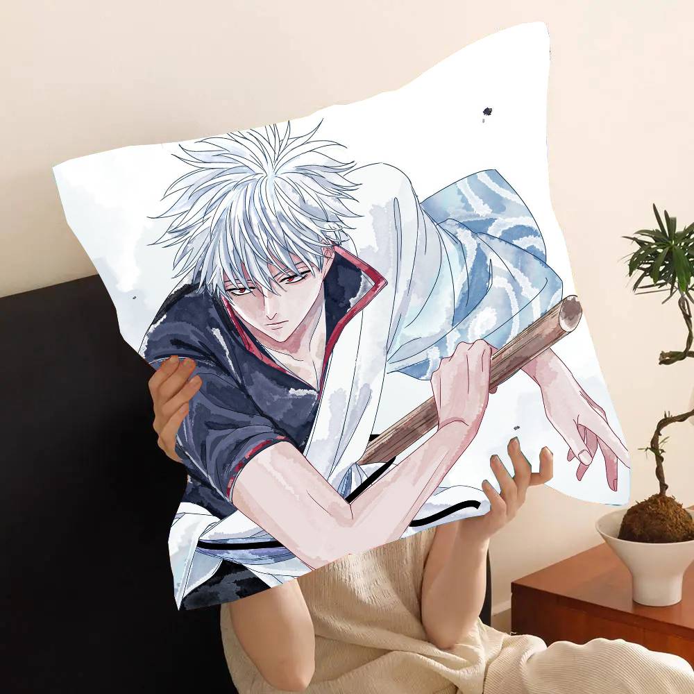 Anime Sakata Gintoki Pillow Case Fashion Square Pillowcase Bedroom Sofa Room Ins Decoration Leisure
