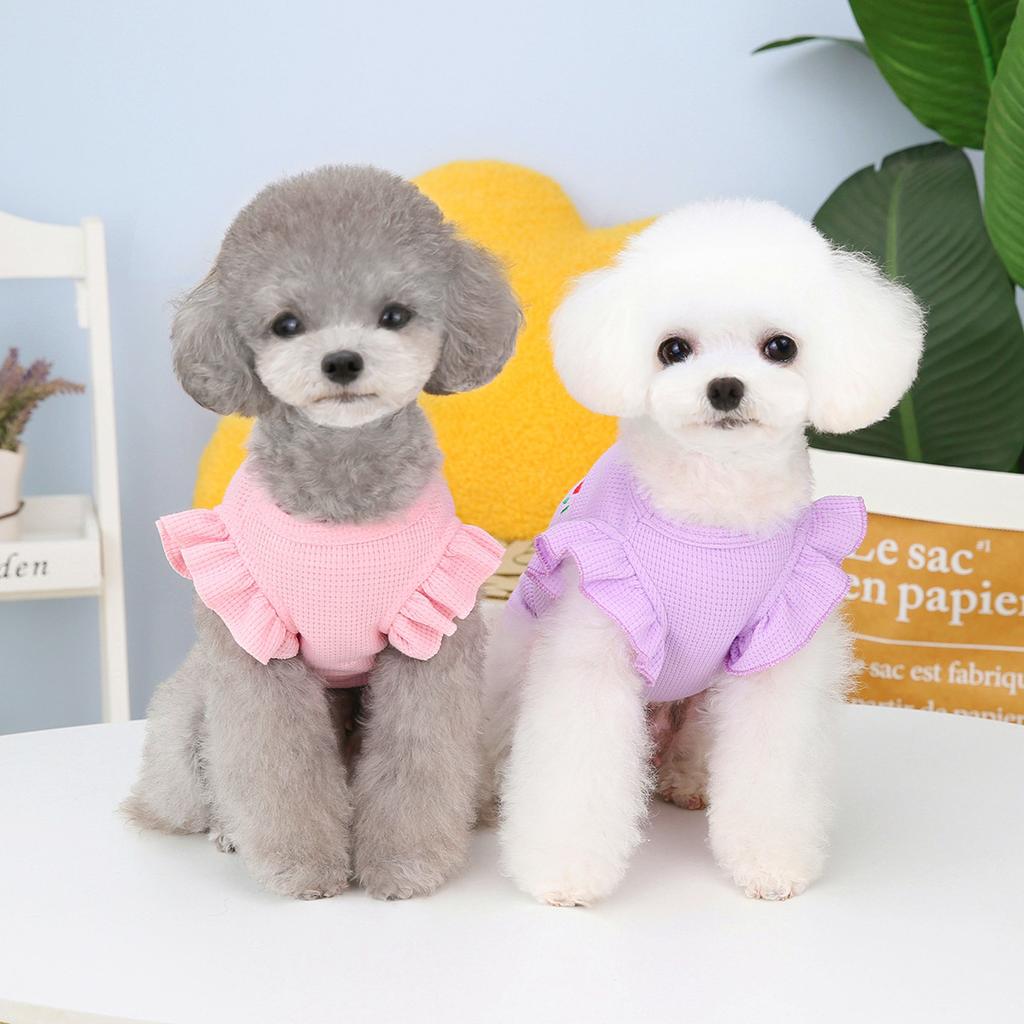 Лето 2023, Ins, одежда для домашних животных, новая одежда для домашних животных, одежда для щенков, вафельная майка с летающими рукавами