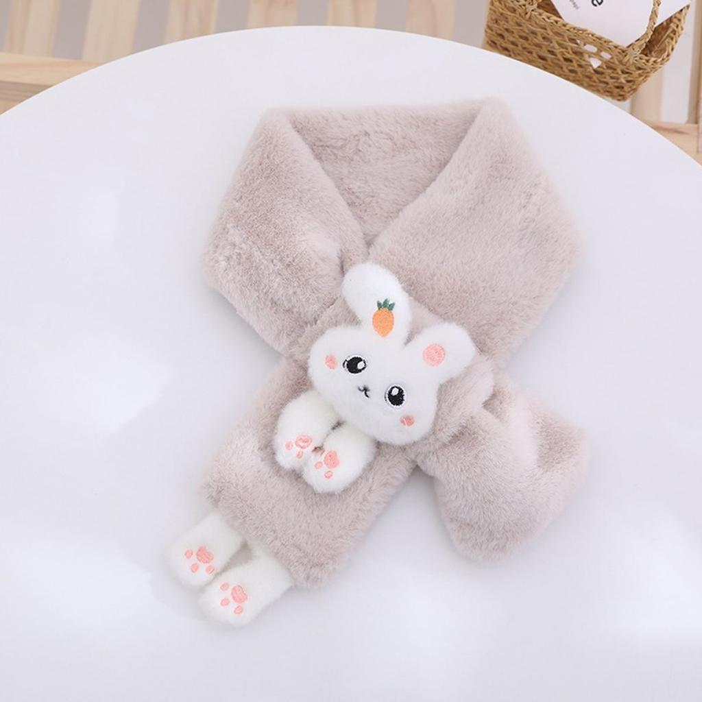 Зимние шарфы для мальчиков и девочек, толстый плюшевый детский шарф с крестиком, детский нагрудник, милый мультяшный кролик, искусственный мех, защита шеи, теплая шаль