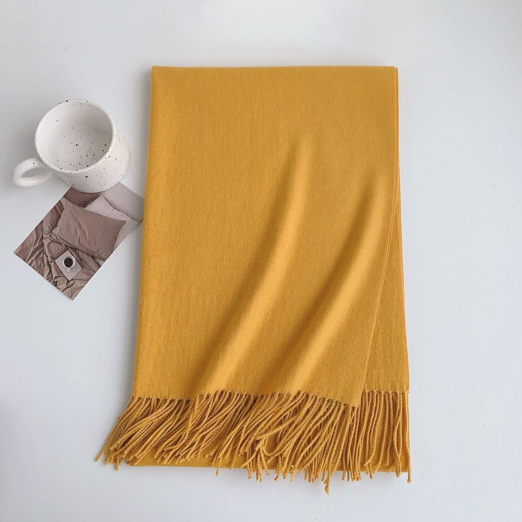 2024 Winter New Scarf Women'S Versatile Imitation Cashmere Thickened Warm Premium Solid Color Large Size Shawl