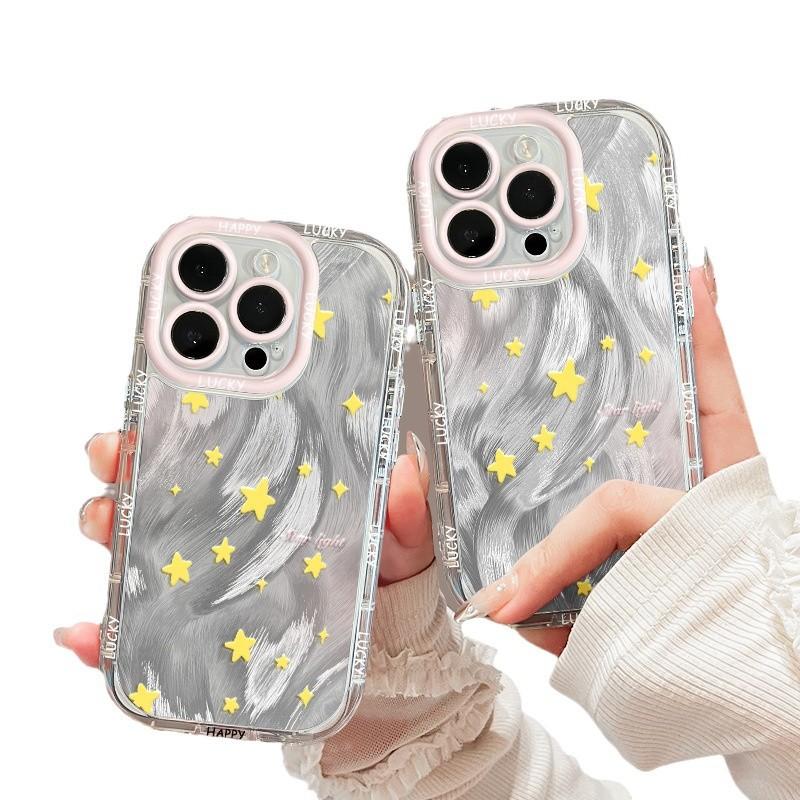 Full Screen Star Knot for Apple 16promax Mobile Phone Case for IPhone15plus Feather Yarn Cream 14/13/12