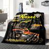 Custom Name Truck Theme Printed Blanket - Perfect for Couch, Bed, Travel & Outdoor Use | Machine Washable, Cozy & Durable.