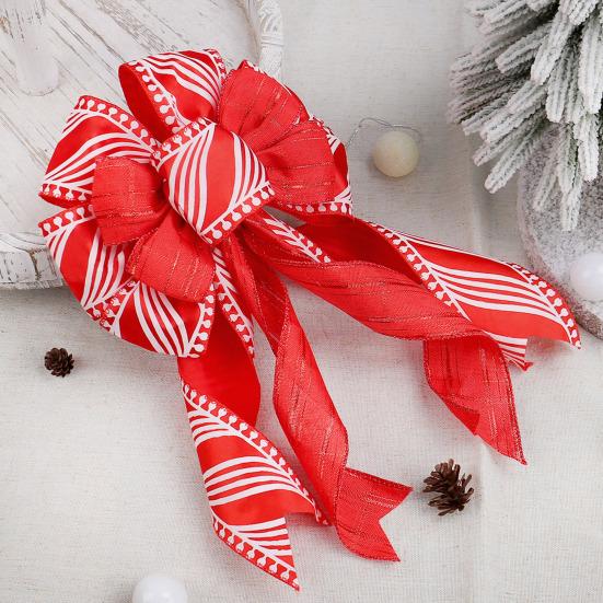 Yousheng Christmas Tree Topper Bow Striped Print Xmas Wreath Gift Bow Christmas Home Indoor Outdoor Decoration