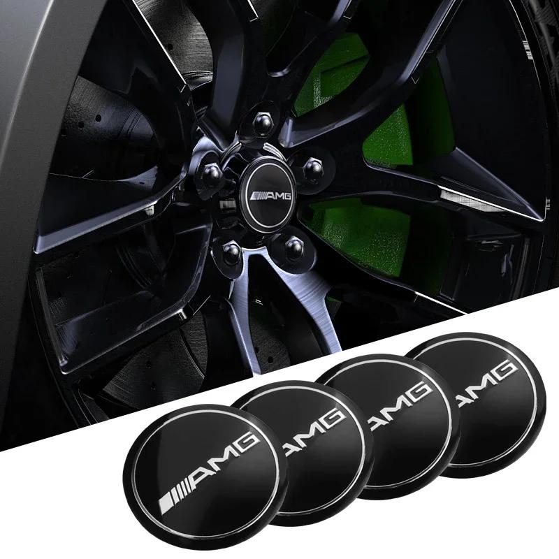 hrmfq5 Car Sticker New For Mercedes Benz 56MM 4Pcs Car Wheel Hub Center Metal Decals Sticker Accessories For Mercedes Benz AMG E S C A