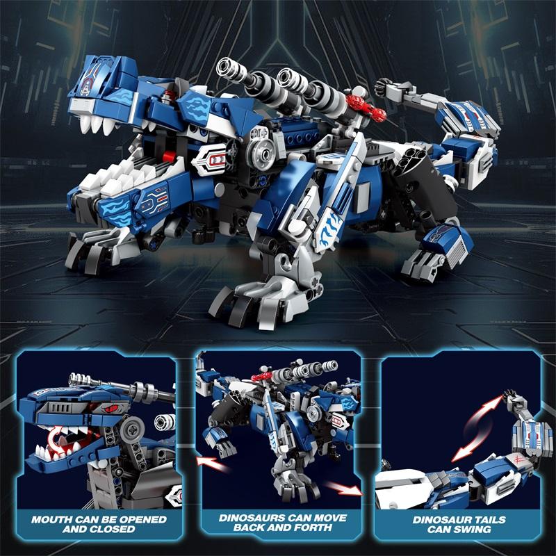 940 шт. Механический Тираннозавр Рекс Строительные блоки Подвижные суставы Динозавр Креативная модель Кирпичики Детская игрушка Праздничные подарки