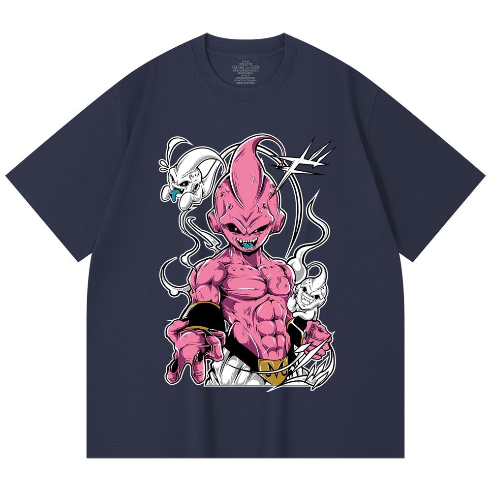230 г/м² 100% хлопок Dragon Ball V12 Маджин Буу Принт Унисекс Плотная хлопковая футболка