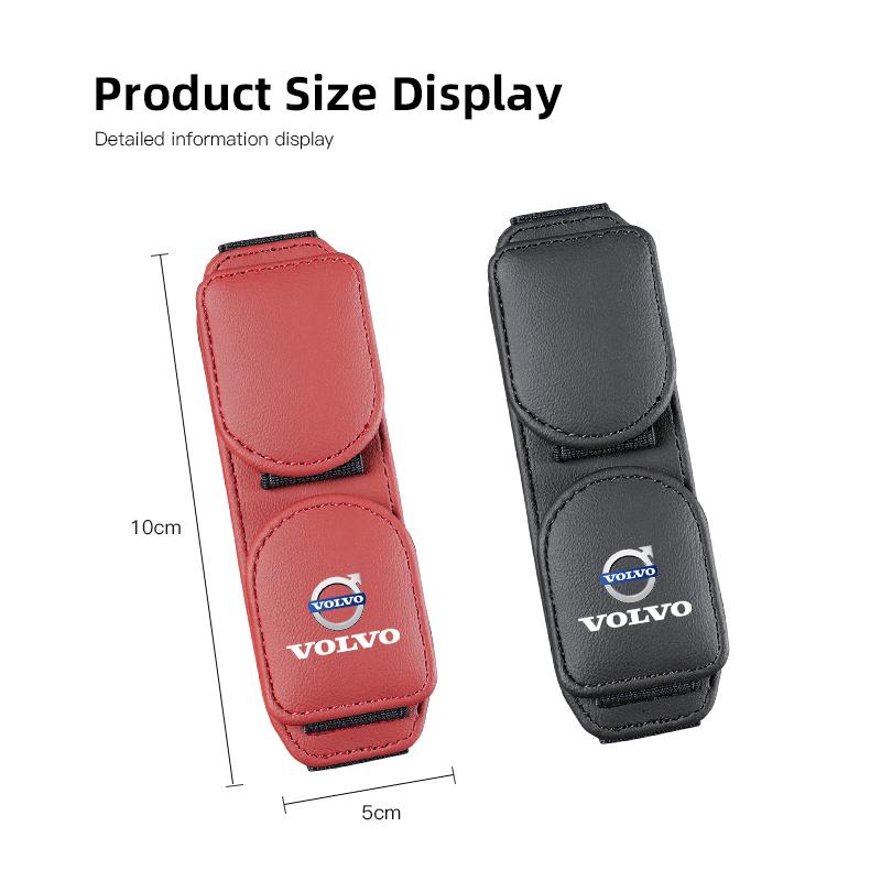 Double Clip Sunglasses Holder Magnetic Leather Glasses Storage For Volvo V60 S90 XC40 V40 XC90 S60 C30 V50 V70 S80 T6 V90 R XC60