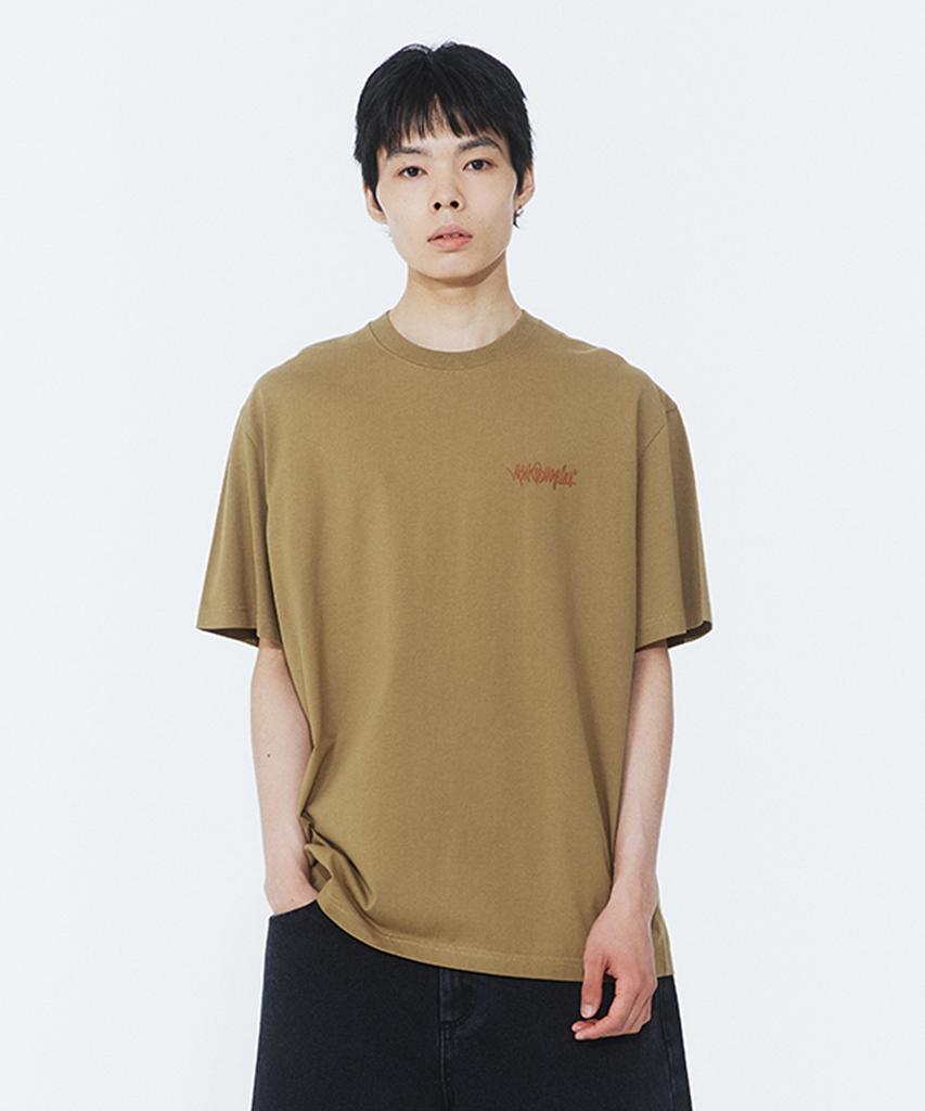 MARK GONZALES Next Sign Logo Short Sleeve T-Shirt - Khaki