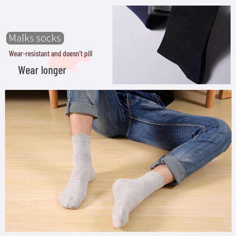 Мужские дышащие хлопковые деловые носки - Влагоотводящие, дезодорирующие, антибактериальные, длиной до середины икры для весны и лета