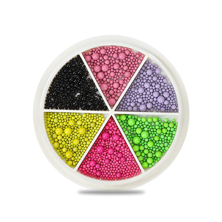 Бусины для дизайна ногтей ярких цветов, бусины из макаронной икры, 3D стальной шарик для украшения дизайна ногтей