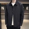 Мужская куртка с лацканами, длинным рукавом, застежкой на пуговицы, пальто с боковыми карманами, весна-осень, однотонная повседневная верхняя одежда