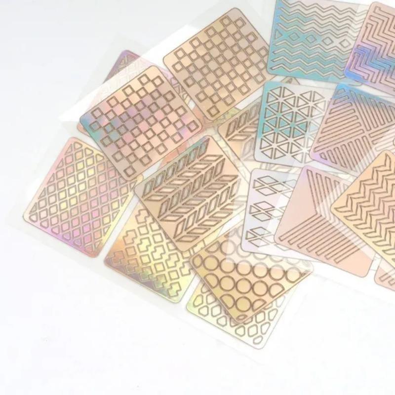 12 листов/24 листа виниловый трафарет для дизайна ногтей, направляющая наклейка для маникюра, изогнутая волна, лазерный наконечник, новинка