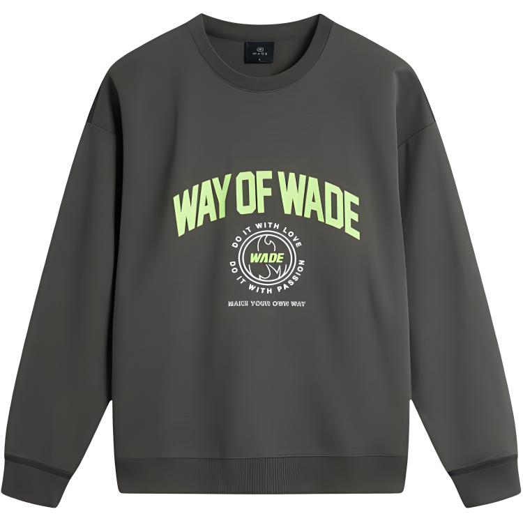 Li Ning Wade Series Letter Print Sports Casual Loose Sweatshirt Men sweatshirt Graphite-Grey AWDU277-8