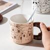 Керамическая чашка с изображением животных из мультфильмов, с крышкой и ложкой, дорогая кружка для пары, костюм для девушки, чашка для воды, небольшой подарок