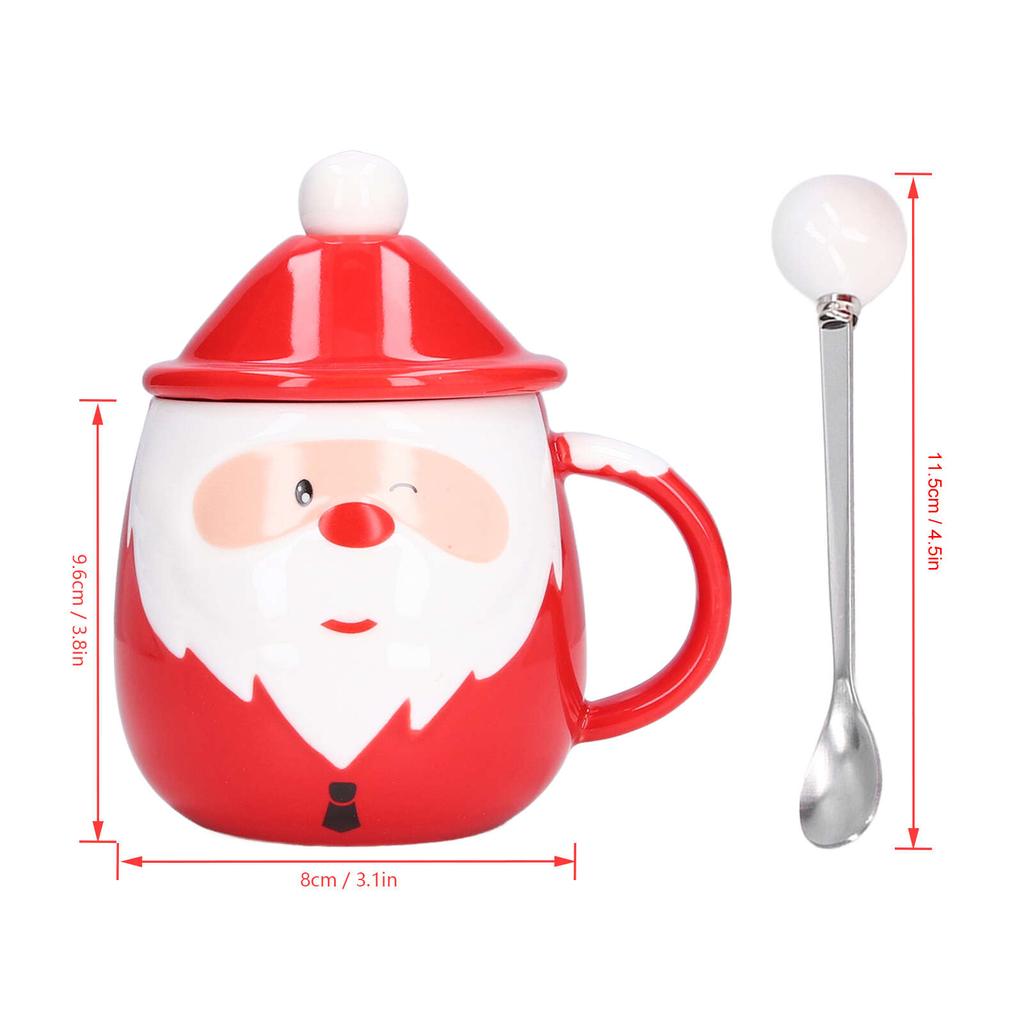 Рождественская чашка большой емкости, 450 мл, керамическая чашка для чая, молока, кофейная кружка с крышкой, ложка для дома