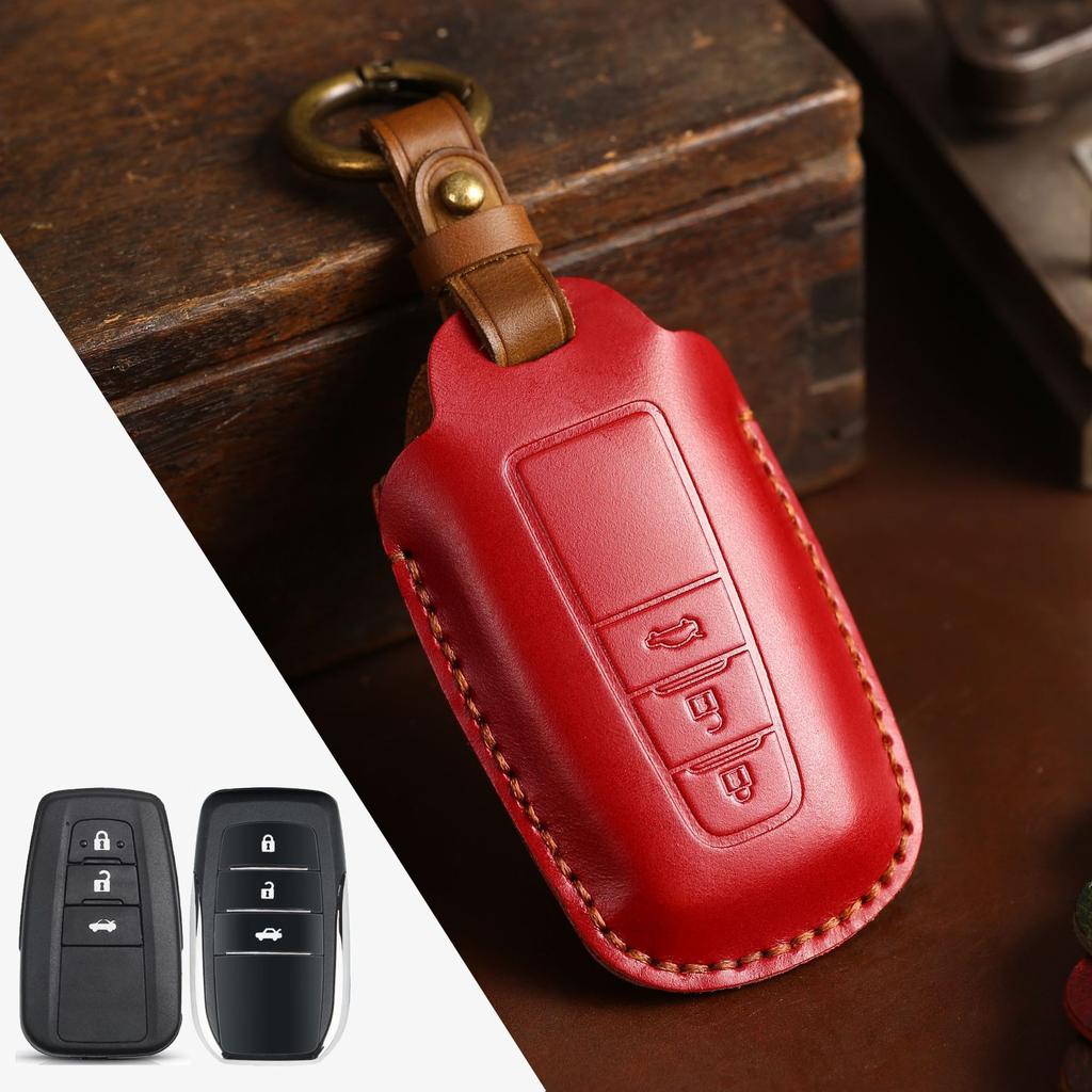 Pure handmade key cover is suitable for Toyota key bag Camry Asian Dragon genuine leather car key bag Crazy Horse leather.