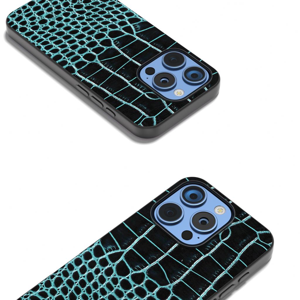 ABEEL For iPhone 16 Pro Max Case Genuine Cow Leather Back Phone Cover Crocodile Texture