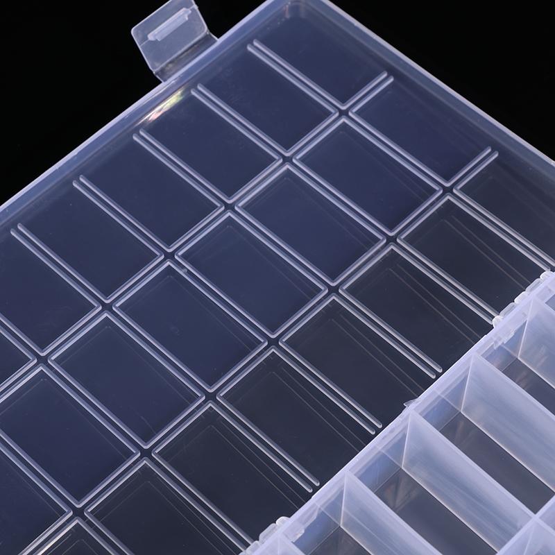 Clear Jewelry Box 24 Grids Plastic Bead Storage Container Earrings Organizer