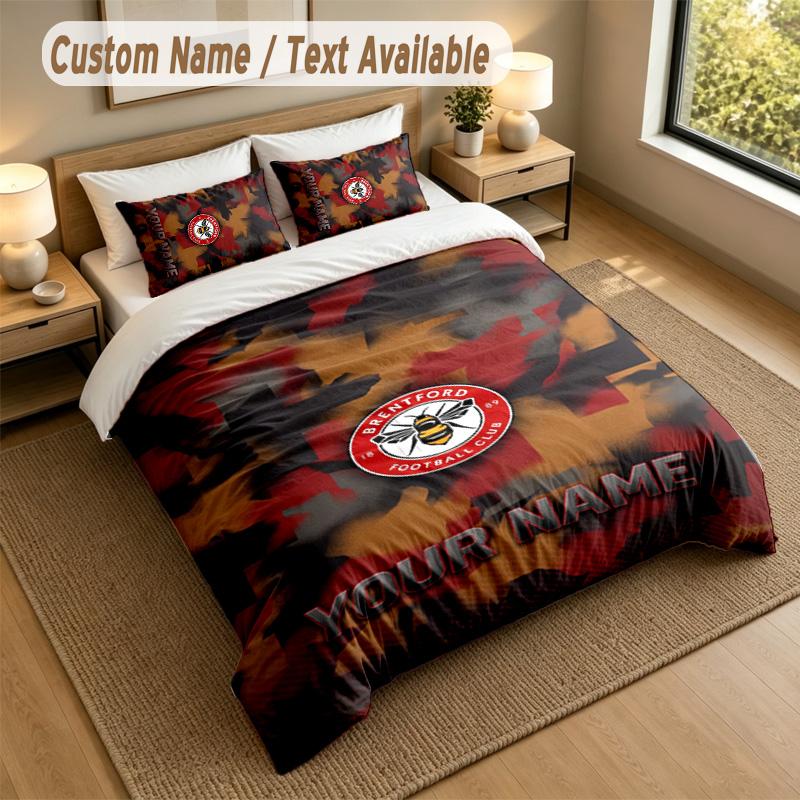 3Pcs Bedding Set Custom Name Text, 1 Sheet 2 Pillowcases Home Bed DecorBrentford Football