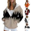 Women's Long Sleeve Print Sweatshirt Long Sleeve Pocket Jacket Zipper Hoodie Coat