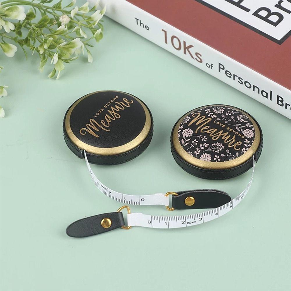 Retractable 1.5m Sewing Mini PU Leather Tape Measure Measure Ruler Centimeter Inch Roll Tape
