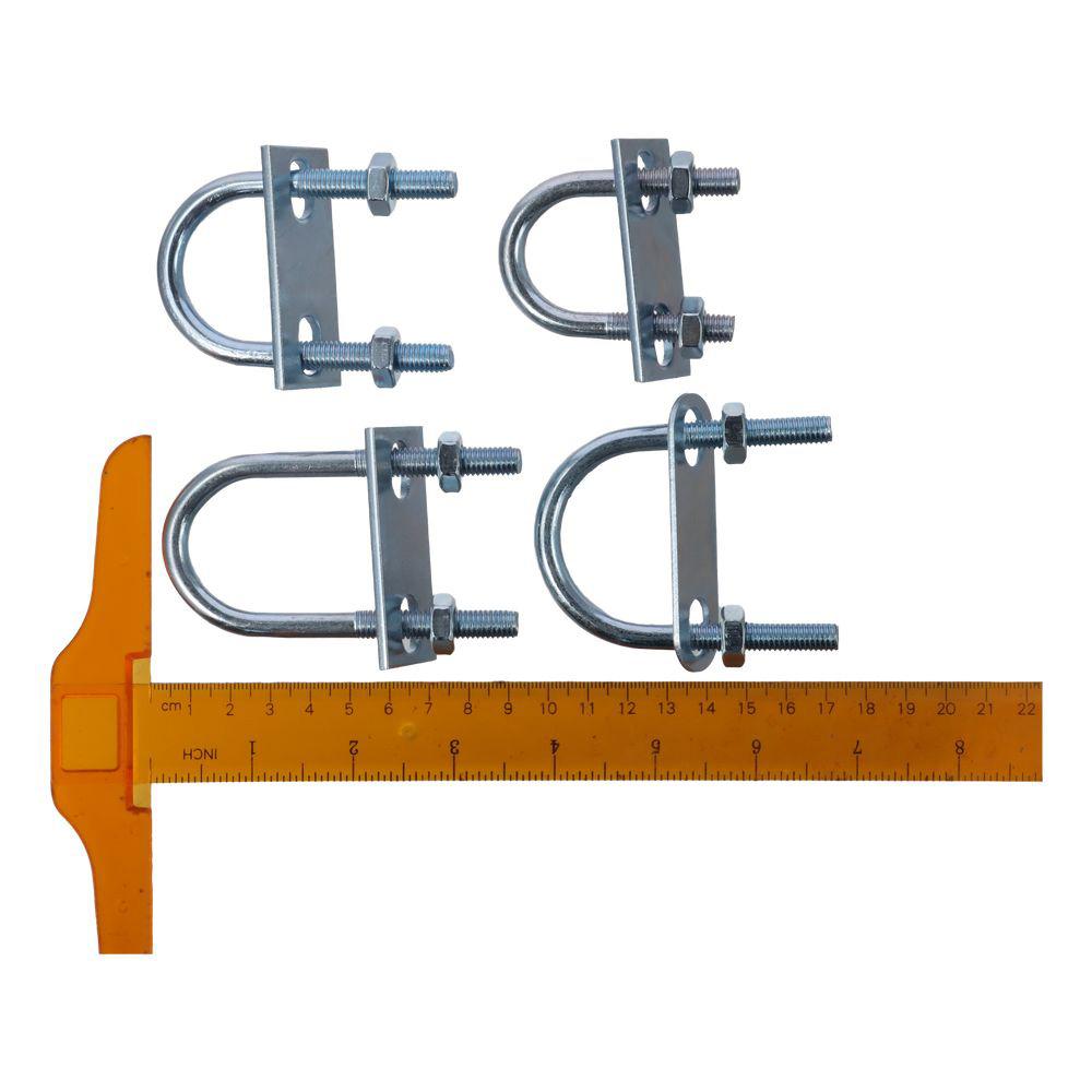 4 шт., стальные, оцинкованные круглые U-образные болты, серебристые с гайкой, шайбой, круглым изгибом, U-образным зажимом