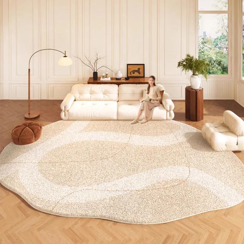 Cream Style Carpets for Living Room Irregular Shape Bedroom Decor Plush Carpet Fluffy Soft Washable Floor Mat Home Lounge Rug