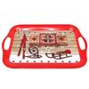 [A3341] - Large Red Brown 'Chalet' Melamine Tray - 41x28 Cm