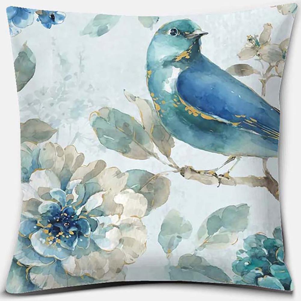 Наволочка с принтом цветов и птиц, квадратная наволочка, украшение для дома и офиса, наволочка, чехол для подушки