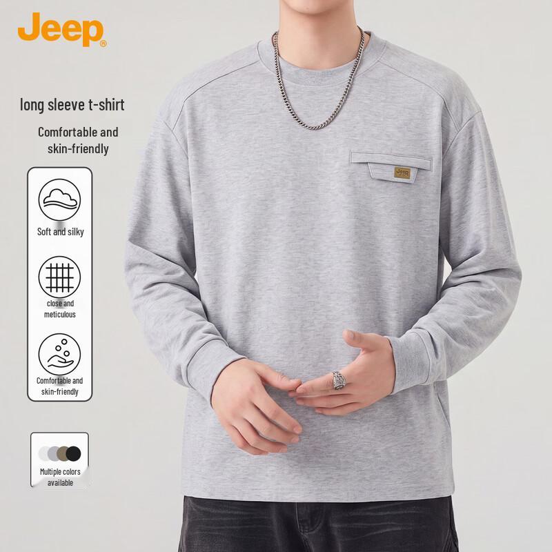 Jeep Мужская футболка с длинным рукавом и круглым вырезом