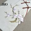 Cotton Fabric Iron On Patch Cherry Blossom Iron-On Plum Applique Embroidered Flower Vines Easy To Use Embroidery DIY Trim for Jeans Garment