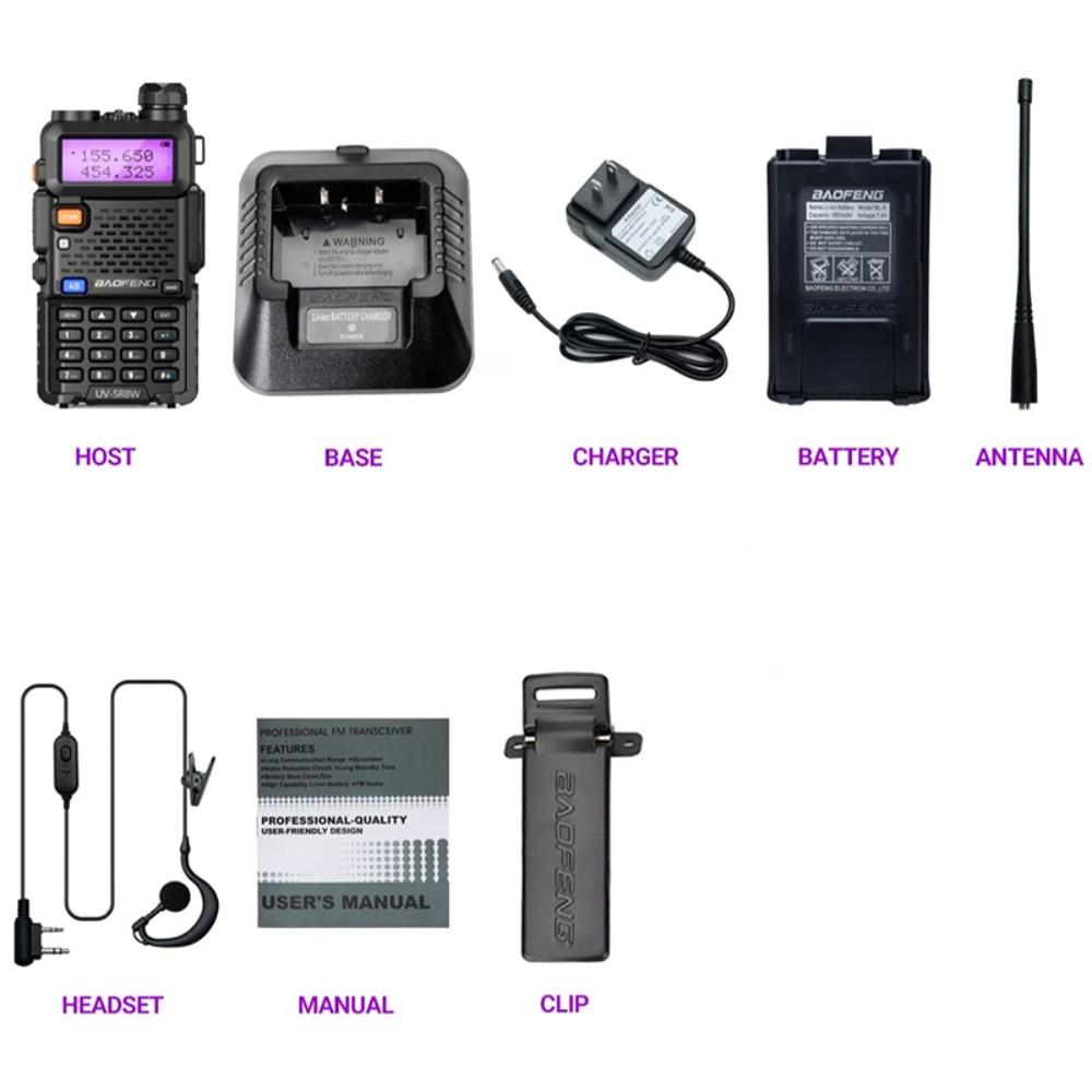 Baofeng-рация Uv 5r, Radio De Caza, 1-10 км, Comunicador Profesional, 8 Вт, рация De Largo Alcance