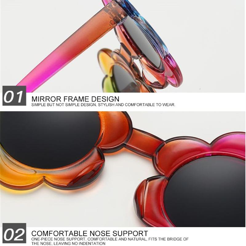 Детские солнцезащитные очки с цветочным принтом, радужные красочные милые круглые детские очки для малышей, мальчиков и девочек, активный отдых на свежем воздухе