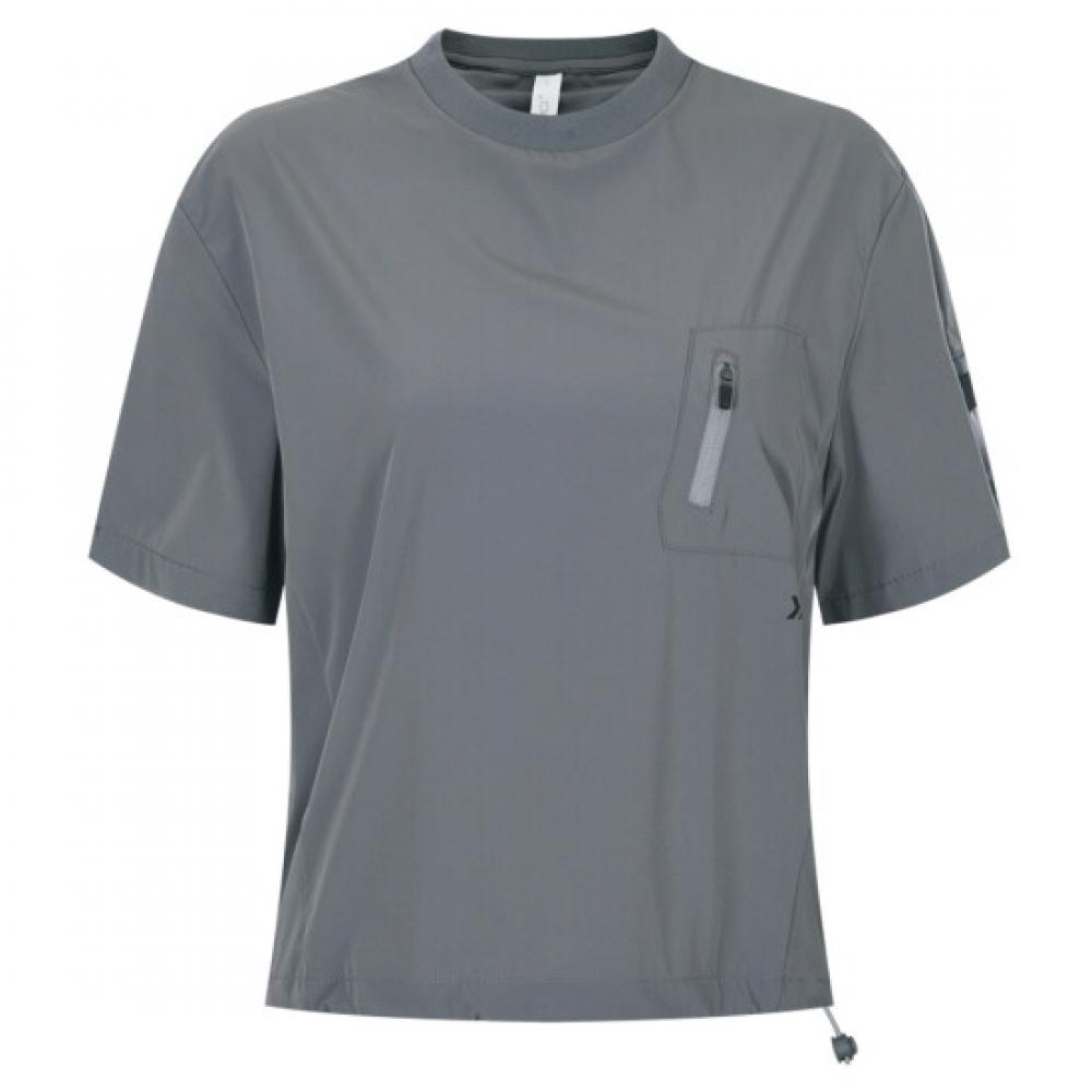 Shop Women Ss Premium Round Neck STring Hem Spandex ShorT Sleeve T shirT Gray