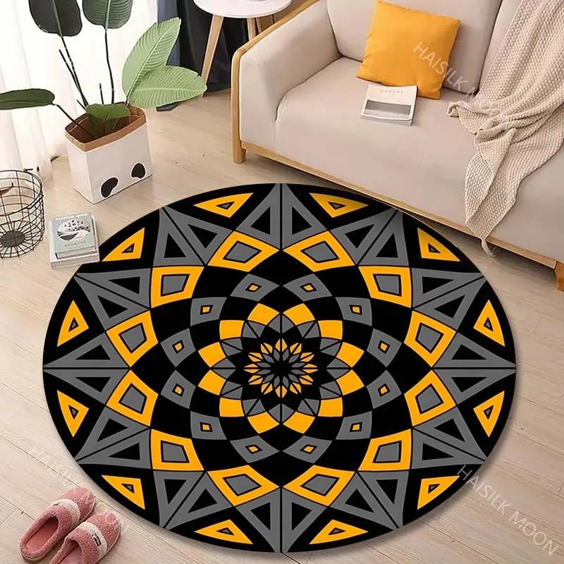 1 шт. Круглый ковер с принтом мандалы, ковры для гостиной, кресла, украшение для дома, детский игровой коврик для ползания, мягкий, противоскользящий, декор