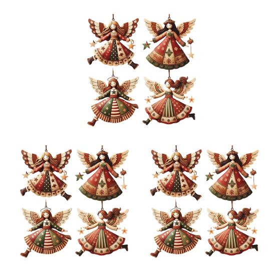 Yousheng Рождественские деревянные ангелы, деревенские ангелы, украшения на рождественскую елку, ретро маленькие ангелы, подвесное украшение для праздничного декора