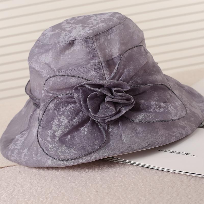 Spring and summer new retro flower mesh sun hat beach sun hat women's organza top hat