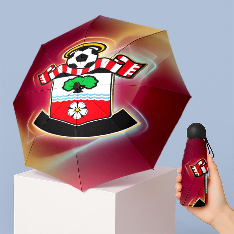 Southampton Football Pattern Printed Mini 5 Folds 8 Ribs Compact Umbrella Windproof Waterproof Lightweight Portable Folding