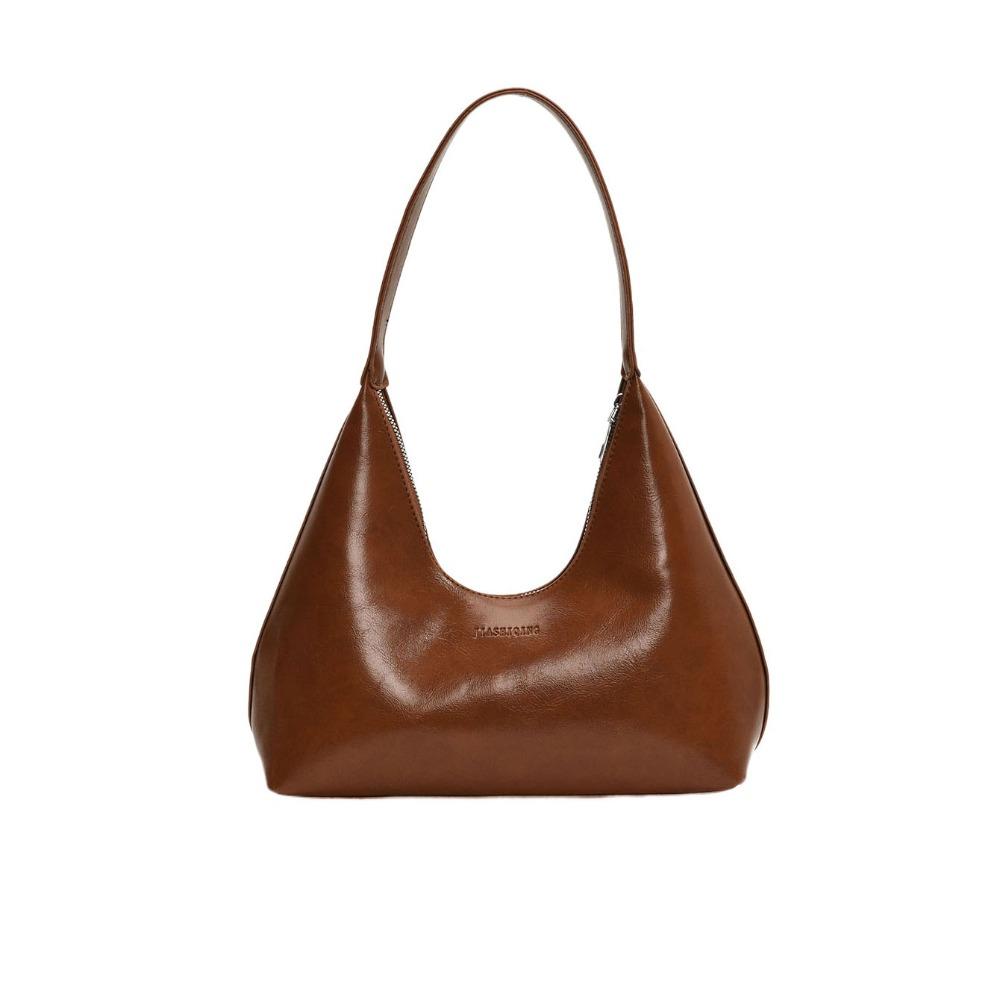 Large Capacity Underarm Bag Solid Color PU Leather Shoulder Bag Soft Women Hobo Bag Gift