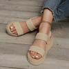 Women's Minimalist Wedge Sandals Open Toe Thick Soled Platform Casual Sandals Ankle Strap Slingback Sandals Solid Color
