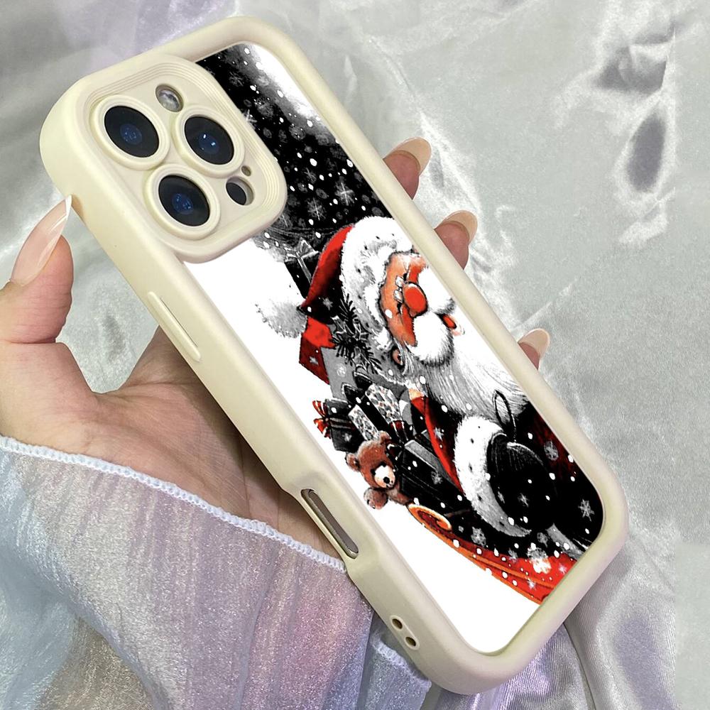 JT245 Праздничный Санта-Клаус для iPhone 17 16 15 14 13 Pro Max Samsung S26 S25 Ultra A17 A16 A07 A56 A36 A15 Xiaomi 15T Redmi 15c Note 14 Мягкий чехол