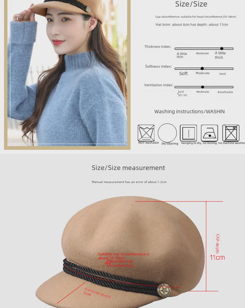 Women's Autumn/Winter Wool Octagonal Hat: Fashionable, Warm, British-Style, Versatile Beret.